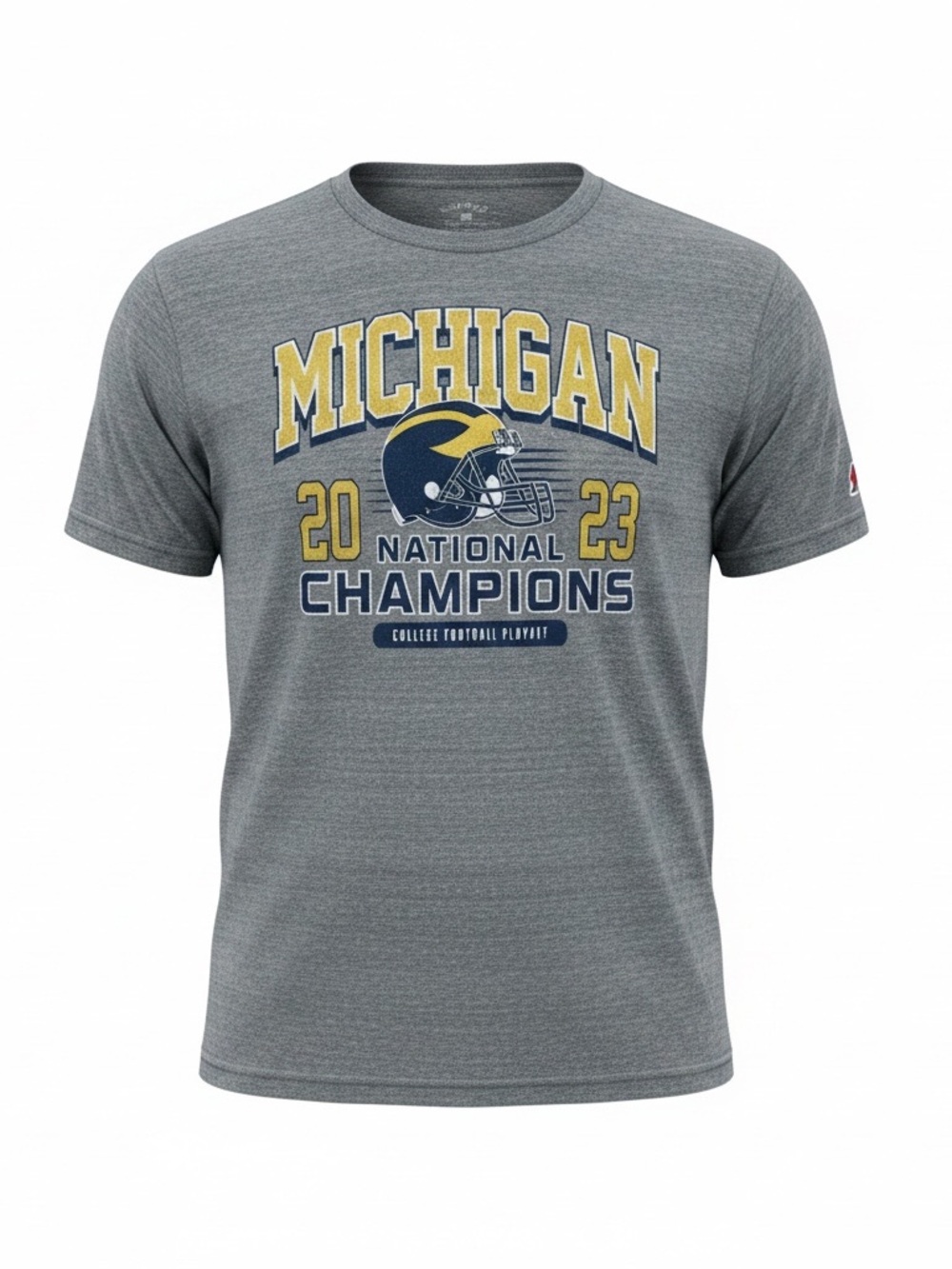 League Michigan Gray Short Sleeve Tee with Yellow & Navy Graphics 2XL
